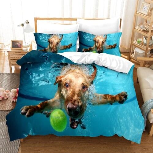 Dropshipping SINGLE only 1 Pillowcase Airplane Pattern Queen Size Bedding For Boys Duvet Cover Set Bedding Dog Swimming Water