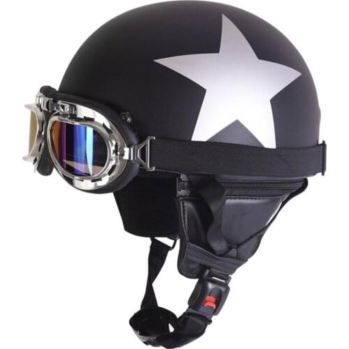 Retro Vintage Motorcycle Helmet Safety Half Helmet with Sun Visor UV Goggles motorcycle helmet