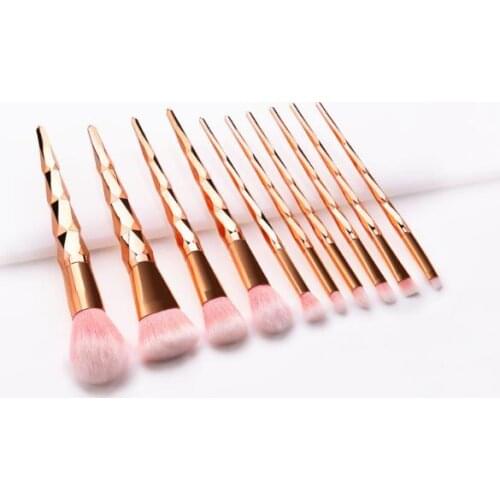 Rose gold color 10pcs diamond makeup brushes beauty tools