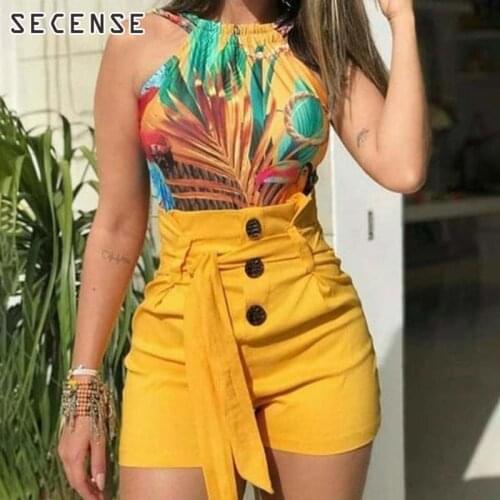 Women Shorts Solid Color High Waist Lace Up Pants Feminina Summer Casual Linen And Polyester Women Bottoms SECENSE