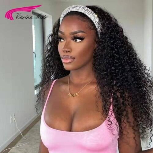 Glueless Curly Headband 150Density 12-30'' Wigs For Women Human Hair Wigs Brazilian Cheap Half Wigs for Women With Free Headband