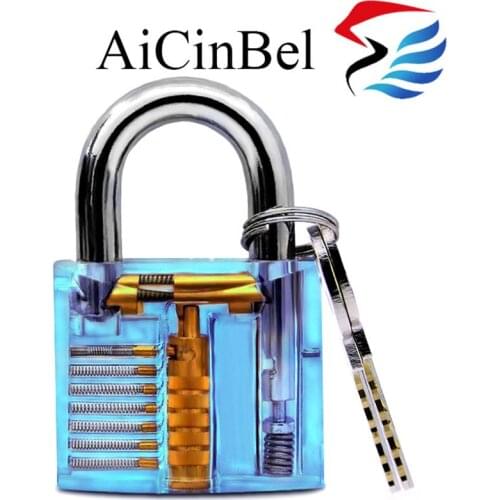 Locksmith Tool Transparent Visible Plunge Practice Padlock Lock with Broken Key Delete Hook Lock Extract Settings