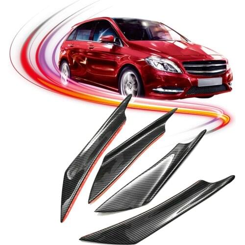 On salling! 4 Pcs Universal Black Carbon Fiber Car Bumper Fin Canard Splitter Diffuser Valence Spoiler Lip