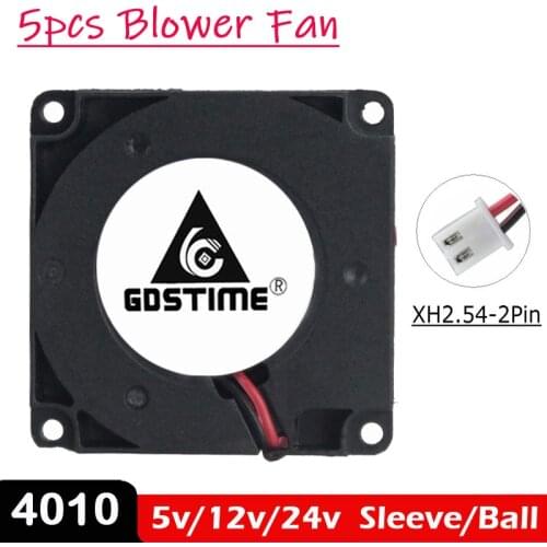 5PCS Gdstime 4cm 4010 3D Printer Fan 5V 12V 24V 40mm x 10mm Blower Cooling Accessories DC Turbo Blower Printer Fan Radial Fans