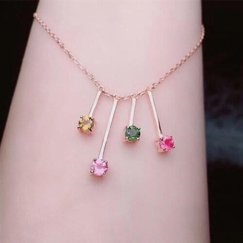 Jewelry 925 sterling silver natural tourmaline net body female pendant pendant tassel mini support detection