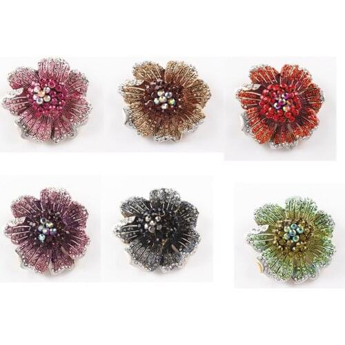 Antique Gold Plated Crystal Rhinestones Flower Pins and Brooches For Women Party Bouquet Jewelry Brooch Pins 20pcs/lot
