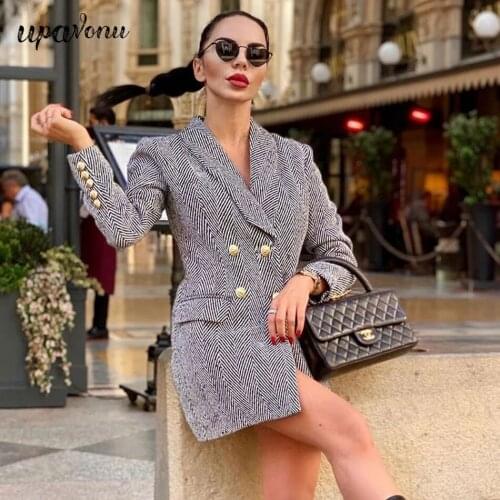 Free Shipping 2020 Winter Elegant Womens Mid-length Woolen Coat Womens Double-breasted Green Fruit Collar Striped Woolen Coat