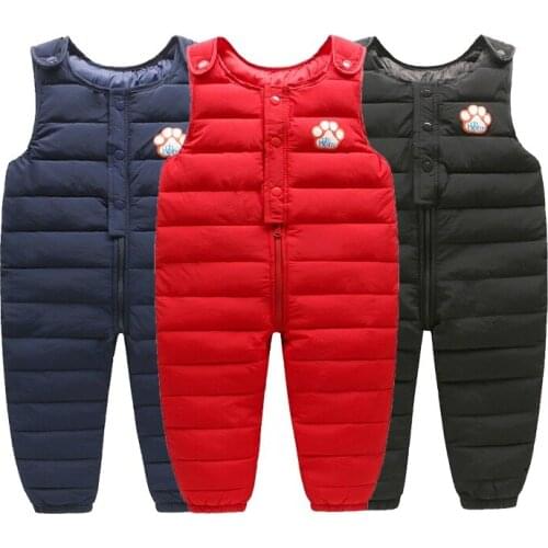 Winter Casual Warm Kids Girls Thicken Rompers Kids Bib Pants for Down Pants Baby Boys Girls Thicken Zipper Overalls 12M-5T