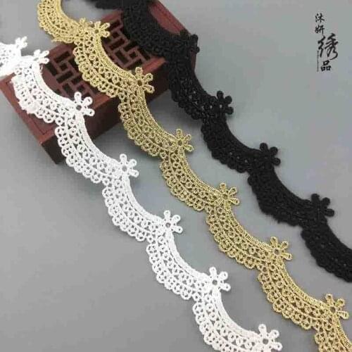 Gold black white Clothing accessories DIY polyester small cording embroidery lace trim water soluble lace trim