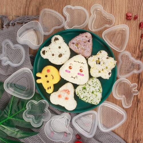 1/4PCS DIY Sushi Mold Onigiri Rice Ball Food Press Form Cute cartoon Triangular Sushi Mold Onigiri Bento Press Maker Mold Tool