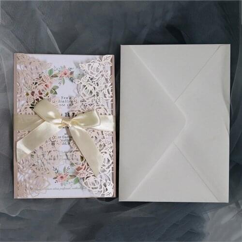 10pcs invitations Lace pattern wedding cards laser cut paper cards announcement greeting postcards for wedding birthday party