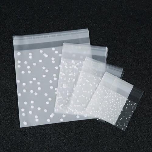 100pcs/lot White Dots Transparent Frosted Plastic Wedding Cookie Candy Bag Christmas Birthday Party Wedding Gift Bags