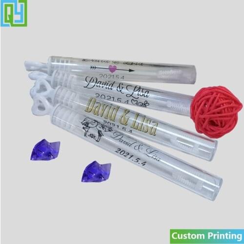 100pcs 25x40mm Personalized Printing Wedding Party Gift Bubble Wand Bottle Transparent Label Clear Favor Stickers