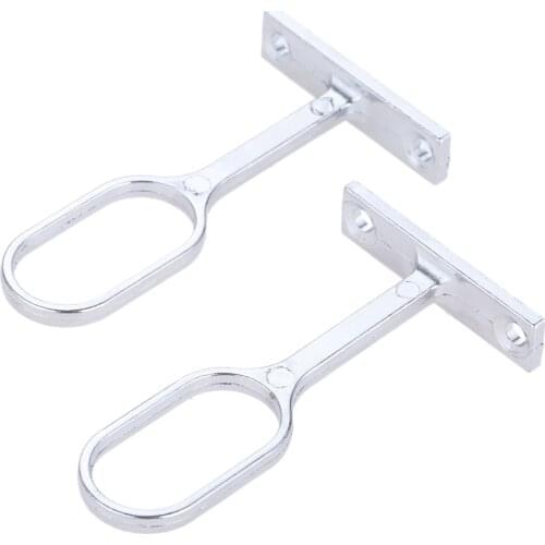 2pcs Stainless Steel Wardrobe Rail Support Flange Bracket Hange Clothes Rod Seat Hanger Pipe Bracket 16mm Tube Dia