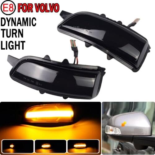 2pcs Dynamic Blinker LED Turn Signal Lights Smoked Flowing Rear View Mirror Lights Indicator For Volvo V50 2007-2012