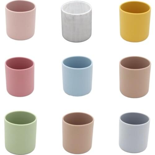 220ML Baby Learn To Drink Cup Drinkware Solid Silicone Cup for Kids Water Cup Bottle Food Grade Infant Baby Snack Cup