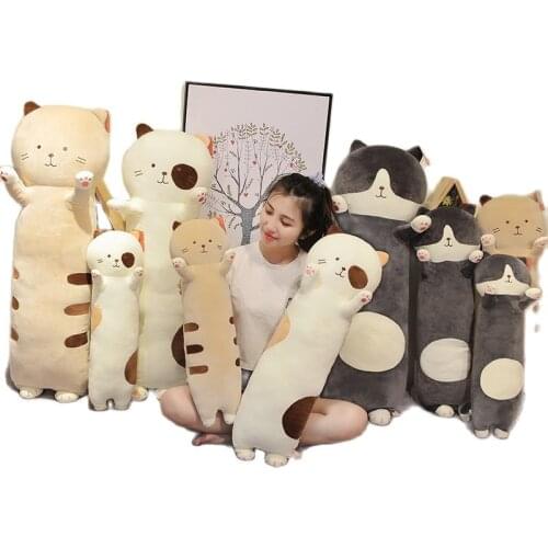 60-100CM Long Cat Doll Plush Toy Soft Pillow Stuffed Cartoon Animals Furniture Decorative Holiday Christmas Gifts