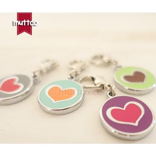 8pcs/lot 20mm cute heart shape print 2colour dog tag dog id tags for pets metal round dog name tags collar blank engrave charm
