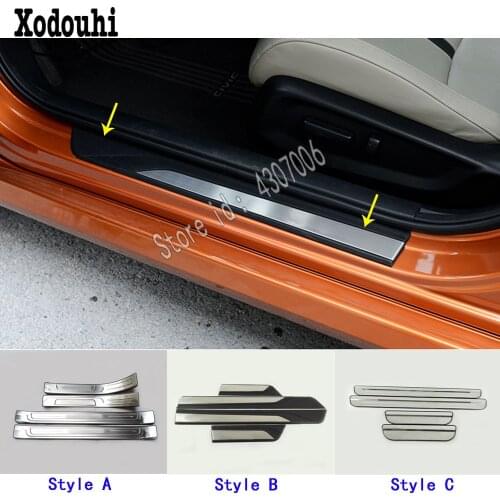 Car Stainless Steel Pedal Door Scuff Plate Cover Threshold Stick External 4pcs For Honda Civic 10th Sedan 2016 2017 2018 2019