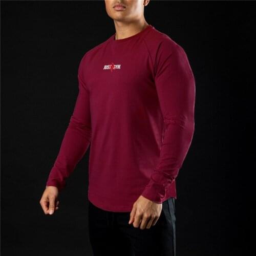 Brand Breathable Bodybuilding Mens Fitness Gym Casual Fashion Long Sleeve Sports Autumn and Winter Trend Slim O-Neck T Shirt