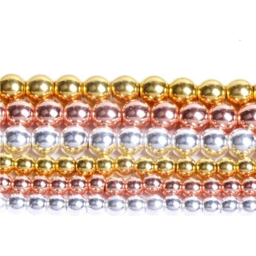 AAA Natural Stone Beads Rose Gold Hematite Beads For Jewelry Making 3/4/6/8/10mm Round Bedas Diy Bracelet