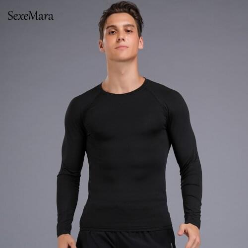 2018 Quick Dry Slim Fit Tees Men Printed T-Shirts Compression Shirt Tops Bodybuilding Fitness O-Neck Long Sleeve Male T Shirt