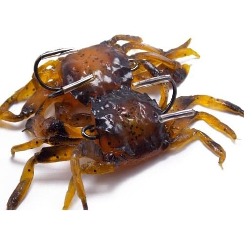 CATCHSIF 2pcs 3D Crab creature liftlike 1oz soft swim baits with Frog Hook 28g