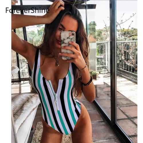 One Piece Swimsuit 2020 Zipper Swimwear Women Swimsuit Backless Bathing Suit Beach Wear Sport Bodysuit For Women Monokini