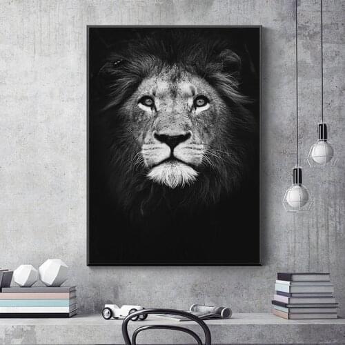 Black White Animal Posters Wall Art Canvas Painting Lion Giraffe Zebra Prints Nordic Wall Pictures for living Room Modern Decor