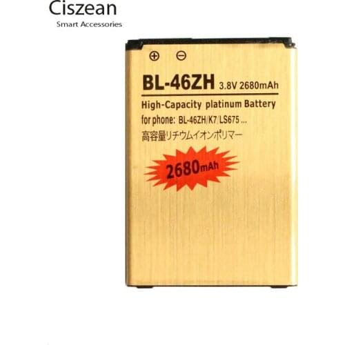 Ciszean 1x 2680mAh BL-46ZH BL46ZH 46ZH 3.8VDC Gold Replacement Li-ion Battery For LG K7 LS675 + Tracking Code