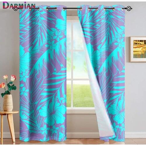 DARMIAN Palm Leaves Hibiscus Tropical Printing Window Curtain Adult Kid Bedroom Blackout Curtain 2021 New Style Window Curtain