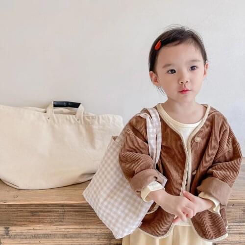 2021 Childrens Autumn Clothing New Childrens Korean Autumn Corduroy Jacket Children Autumn Cardigan Girls' Solid Coat