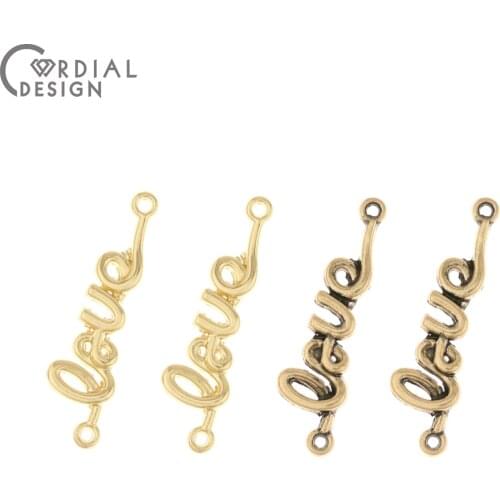 Cordial Design 200Pcs 6*23MM Jewelry Accessories/DIY Earrings Making/Letter Shape/Connectors/Hand Made/Earring Findings/Charms