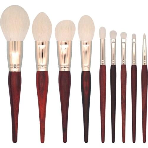 E98 Professional Handmade Makeup Brush Set 9pcs Soft Saikoho Goat Hair Face Powder Blush Eye Shadow Brush Make Up Brushes Kit