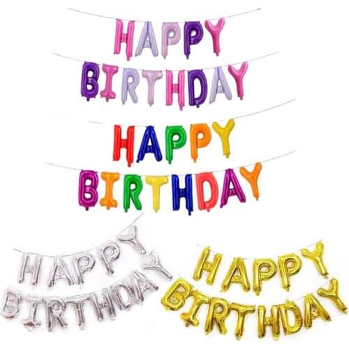 KAMMIZAD hanging Happy Birthday Letters balloons 16inch Alphabet set Balloons Party Decoration Aluminum Foil globos wholesale