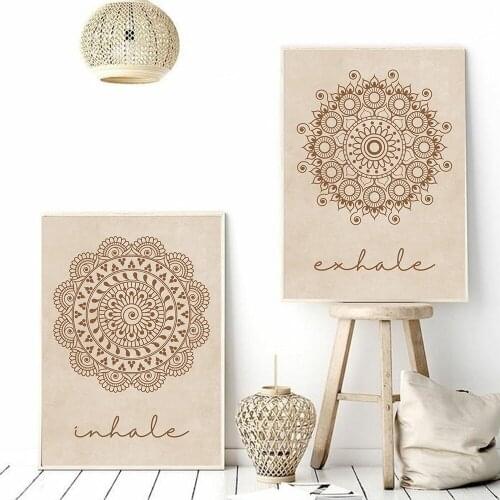 Mandala Islamic Art Wall Poster For Living Room Decor Minimalist Bohemian Canvas Print Inhale Exhale Quote Poster Home
