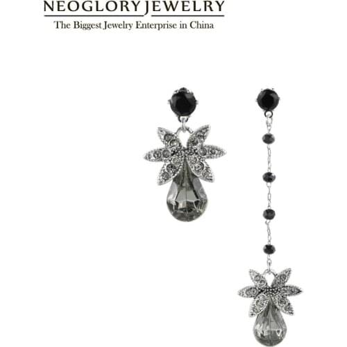 Neoglory 2020 New Design Fantastic Asymmetrical Maple Leaf Earrings For Women Luxury Crystal From Swarovski Gift For Friend