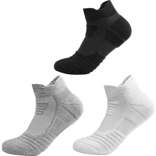 Mens 3 Pairs Sports Fashion Thick Basketball Male Sock Cotton Winter Warm Solid Color Man Large Size Breathable Short Socks