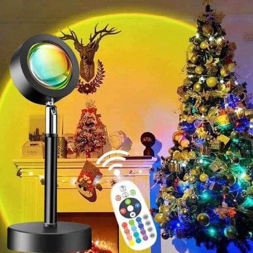 NEW Remote Control RGB Sunset Projection Lamp Rainbow Atmosphere Led Light for Home Bedroom Shop Background Wall Decoration