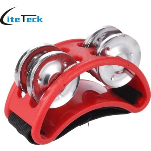 New Arrival! High Quality Foot Tambourine 2 Sets Metal Jingle Bell Percussion Musical Instrument
