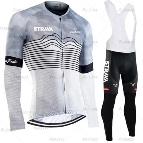 STRAVA Autumn Ladies' Bicycle Jersey Suit Anti-UV Long Sleeves Shirts for Women 2021 Bicycle Team Cycling Sportswear Uniform