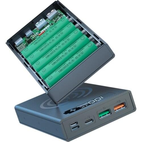 Welding Free 5*18650 Battery Storage Box Support QC3.0 10W Fast Wireless Charging Power Bank Case 18650 Battery Holder Box