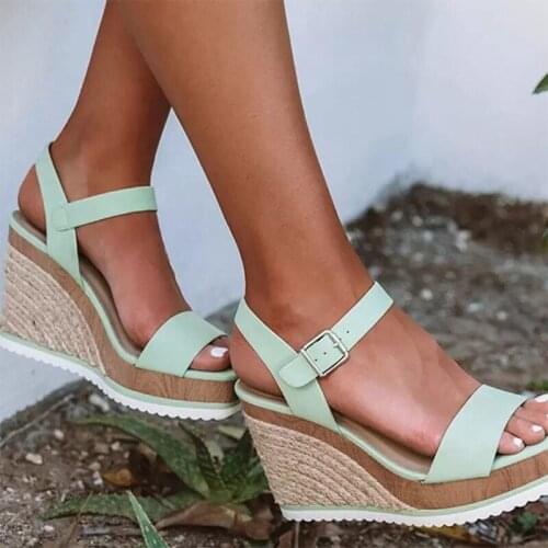 Women Shoes Platform Sandals Women Peep Toe High Wedges Heel Ankle Buckles Sandalia Transparent Black Female Sandals Shoes