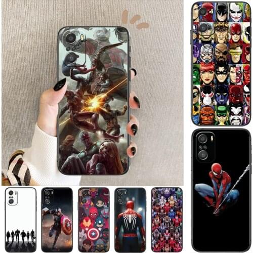 Avengers Marvel For cartoon Phone Case For XiaoMi Redmi Note 10 9 9s 8 7 6 5 A Pro s T Black Cover Silicone Back Pre style