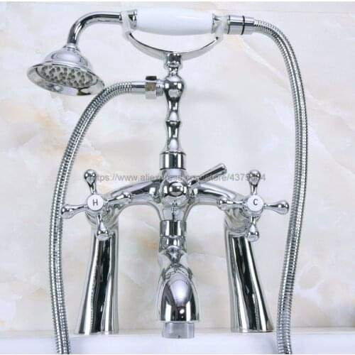 Bathtub Faucets Deck Mounted Polished Chrome Bathtub Faucet With Hand Shower Bathroom Bath Shower Faucets Nna123