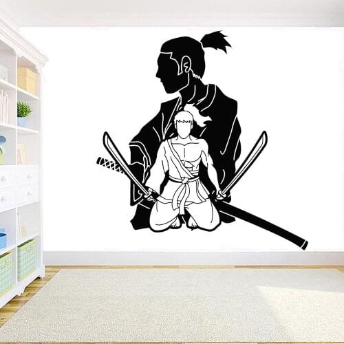Vinyl Wall Decal Samurai Oriental Martial Arts Japanese Warrior Wall Stickers for Home Boys Bedroom Decoration Wallpaper C691