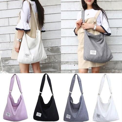Large Capacity Canvas Shoulder Bag Women Ladies Wild Simple Style Casual Reusable Crossbody Pack Satchel for Daily Use