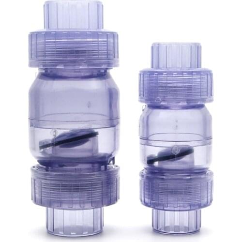 1pc Inner Dia. 25mm 32mm Flip Plate One-way Check Valve High Transparent UPVC Double Union Connector Ultra Quiet Anti Corrosion