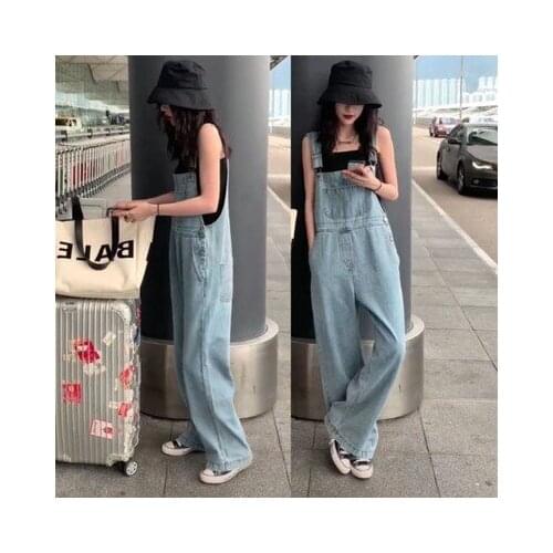 Harajuku Wide leg jeans Loose Jeans Women Plus Size Overalls Denim Jumpsuit Blue Fashion Female Rompers Women Jeans