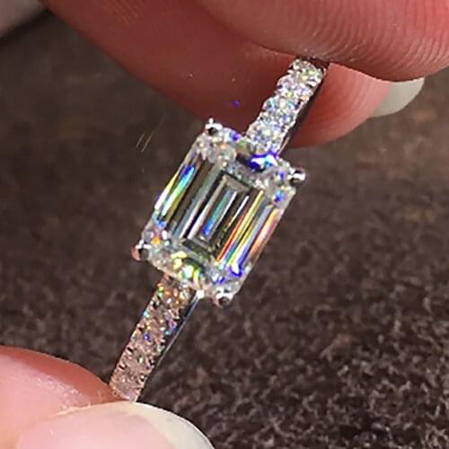 18K Au750 White Gold Women Wedding Party Engagement Ring 1 2 3 4 5 Carat Emerald Rectangle Moissanite Diamond Ring Trendy